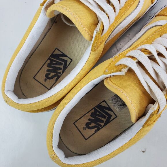 VANS Shoes Mens Size 7.5 Yellow White Suede Old Skool Skateboarding Sneaker - Picture 8 of 13